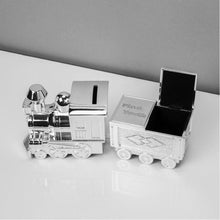 Load image into Gallery viewer, SILVER PLATED TRAIN MONEY BOX & TOOTH/CURL CARRIAGE - Engrave.ie
