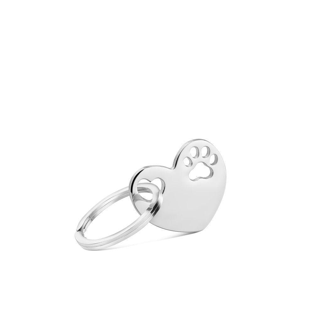 Silverplate Paw Print Keyring - Engrave.ie