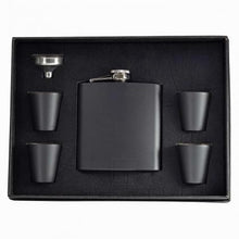 Load image into Gallery viewer, 6oz Matte Black Hip Flask Gift Set with Cups and Funnel - Engrave.ie
