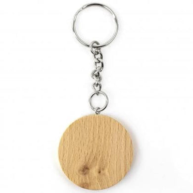 KEYRING - BEECH WOOD - ROUND - SMALL - Engrave.ie