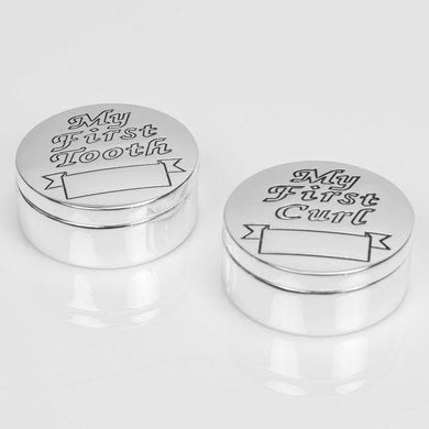 SILVERPLATED MY FIRST TOOTH & CURL SET TRINKET BOX - Engrave.ie