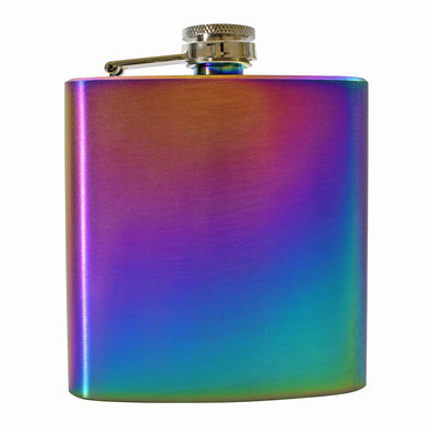 6oz Steel Rainbow Finish Hip Flask - Engrave.ie