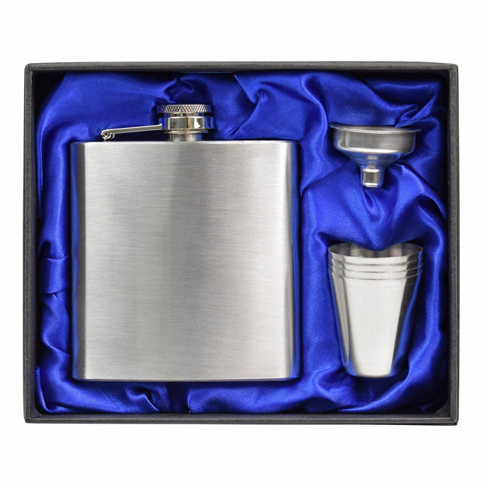 6oz Steel Hip Flask with cups - Engrave.ie