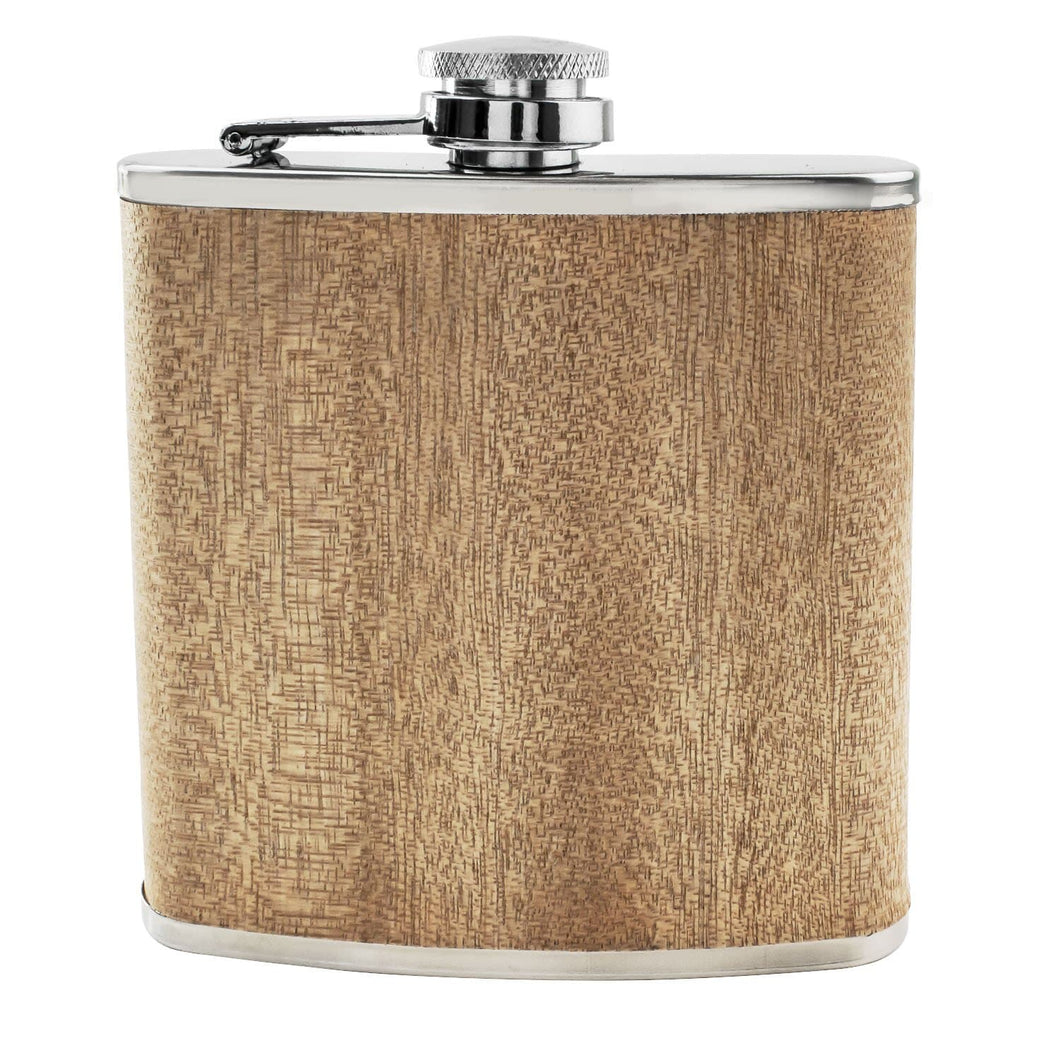 6OZ WOOD HIP FLASK - LIGHT - Engrave.ie