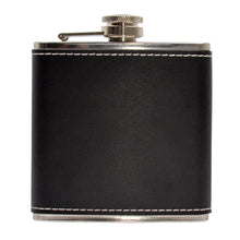 Load image into Gallery viewer, LEATHER 6OZ FLASK BLACK - Engrave.ie
