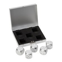 Load image into Gallery viewer, MAD MAN SILVER BRUSHED STAINLESS STEEL DICE SET - Engrave.ie
